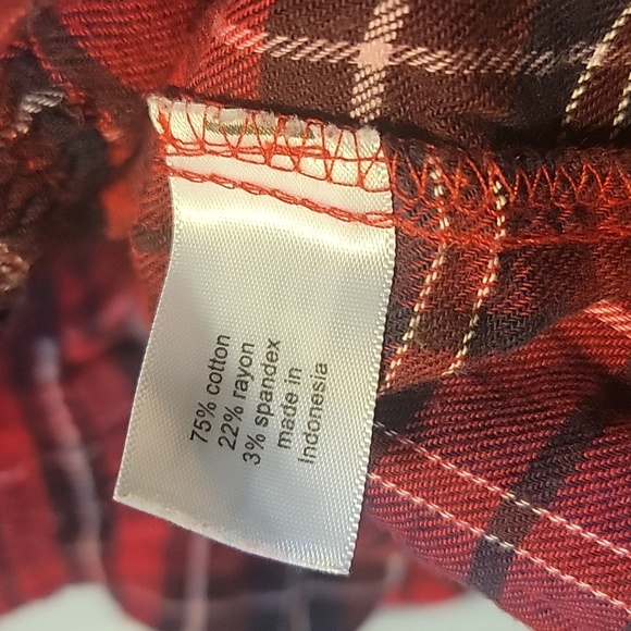 Lane Bryant corset waist look top Plaid smocked waist lantern sleeve 18 BD1 - Picture 7 of 7
